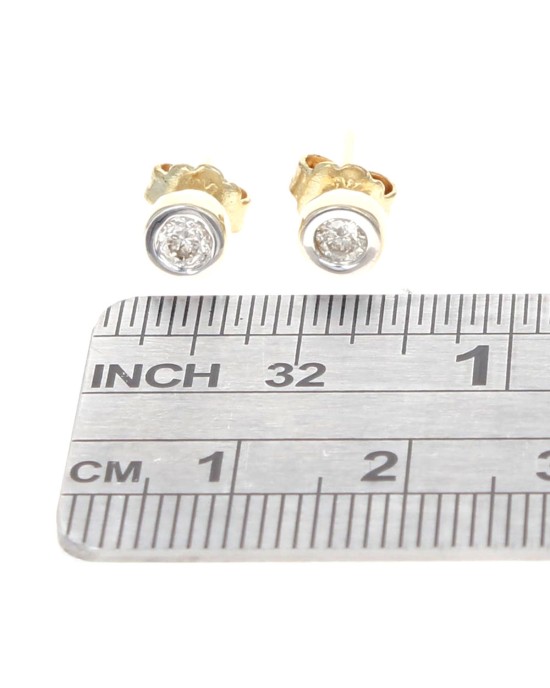 Diamond Stud Earrings in White and Yellow Gold